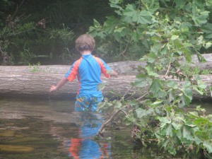 Wading in the river at Red Wing Roots Music Festival